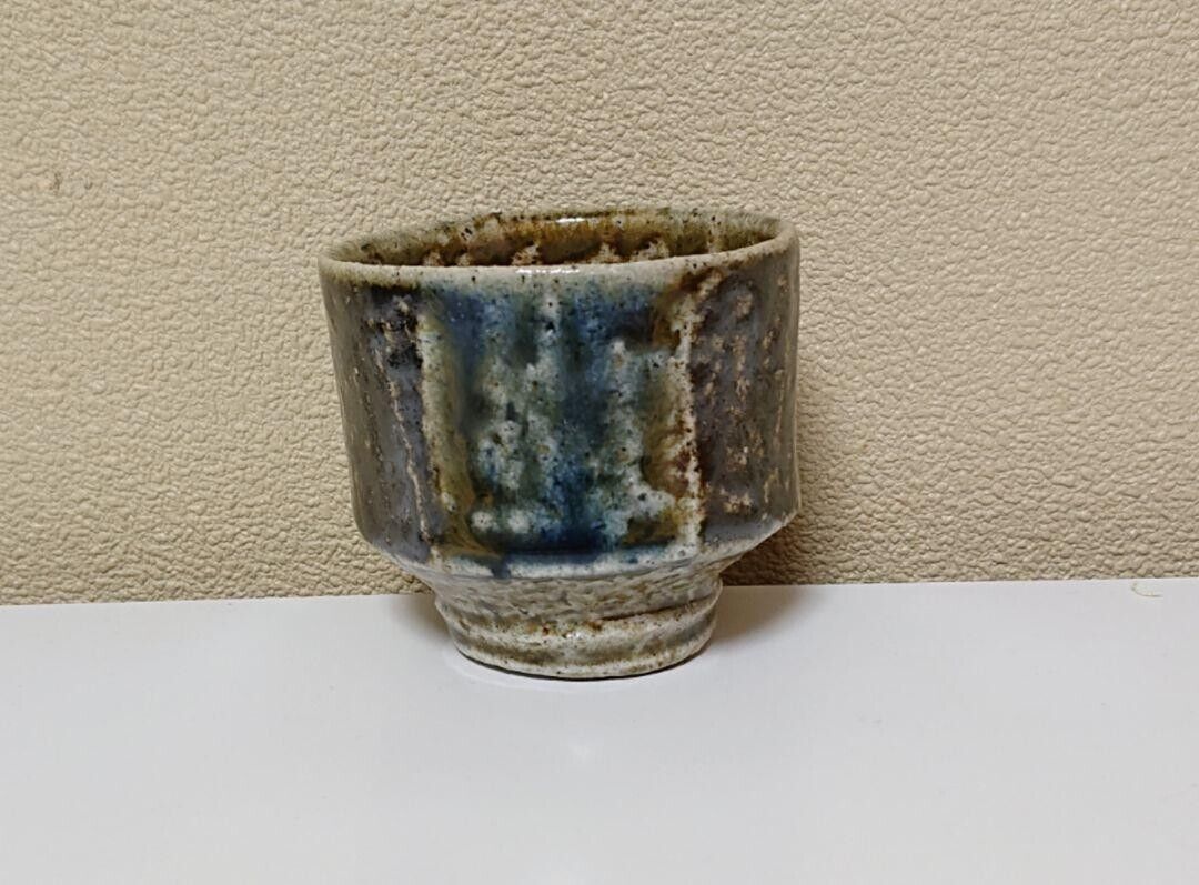Tomoo Hamada Grandfather Shoji Mashiko Blue Iron Salt Glaze Sake Cup from Japan