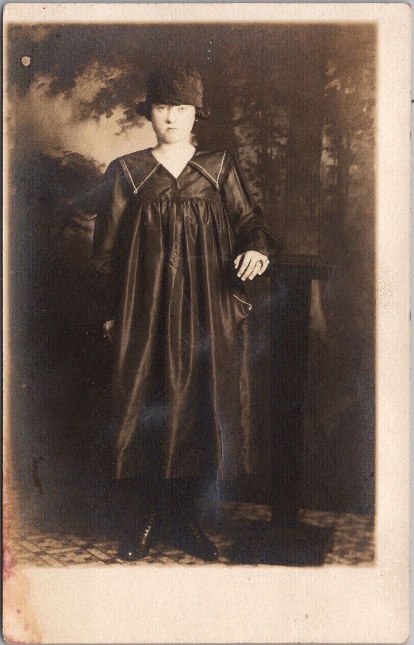 c1920s RPPC Real Photo Postcard Young Woman in Graduation Gown / Studio Portrait