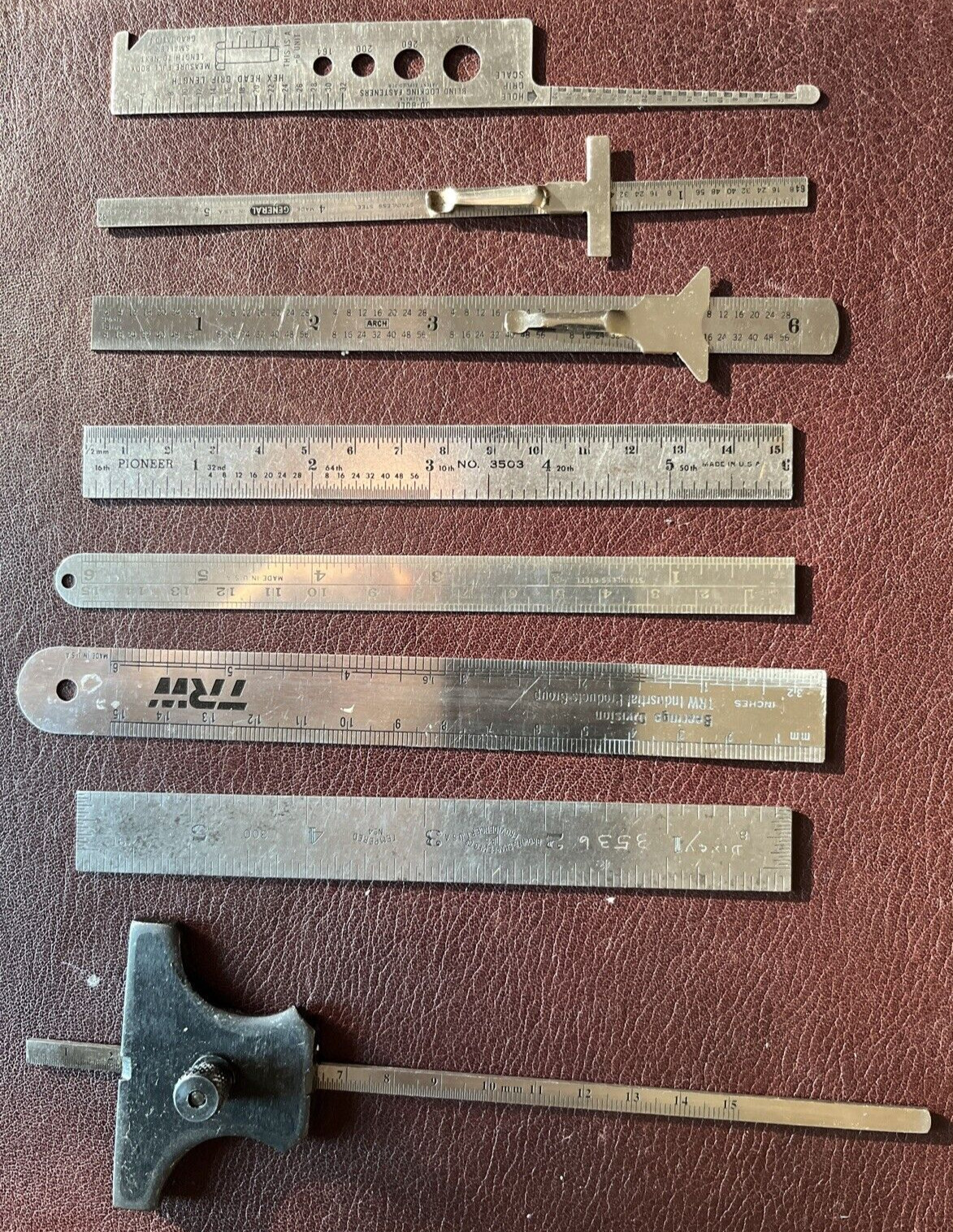 Vintage Lot of 8 General Hardware Machinists Metal Various Size Rulers