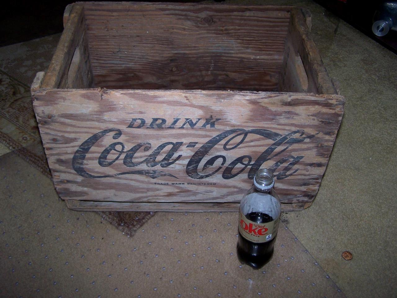 RARE Antique 1935 ANTIQUE COCA-COLA INK STAMPED WOOD BOX AD CRATE 19x12x12 COKE