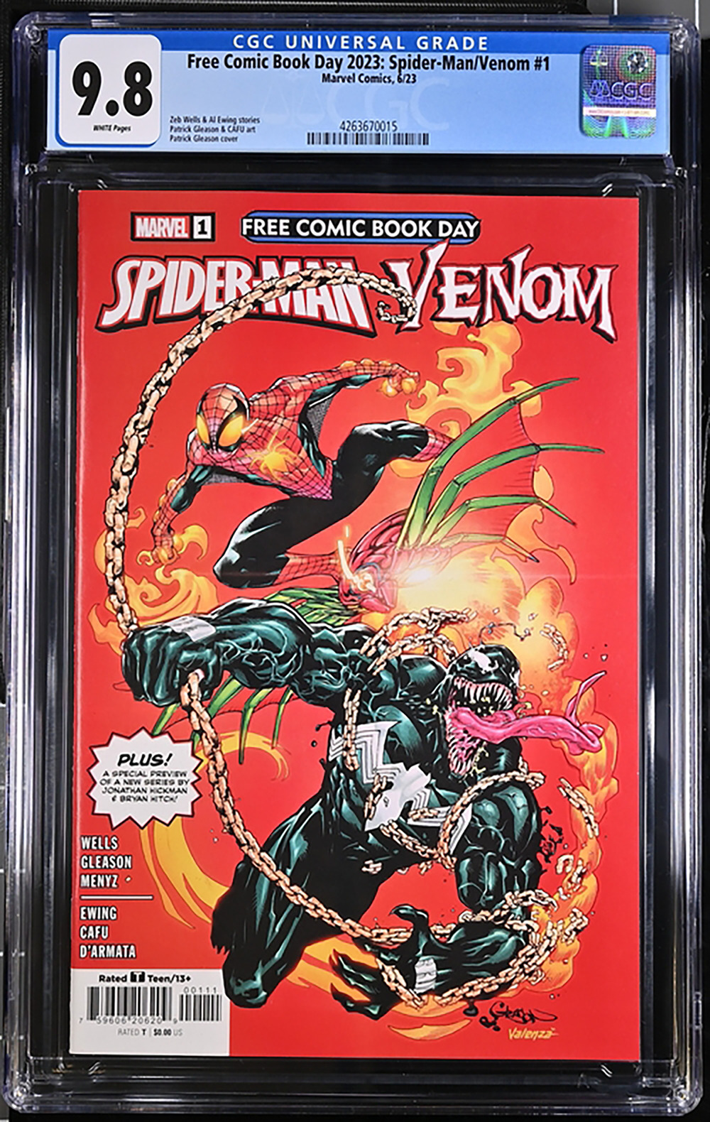 Spider-Man/Venom #1  FCBD 2023, CGC 9.8, Mint Case White Pages Only 10 at CGC