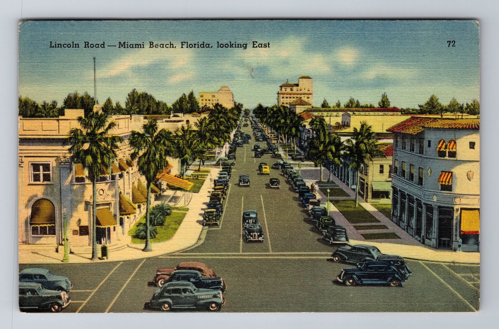 Miami Beach FL-Florida, Aerial Lincoln Road, Antique, Vintage c1939 Postcard