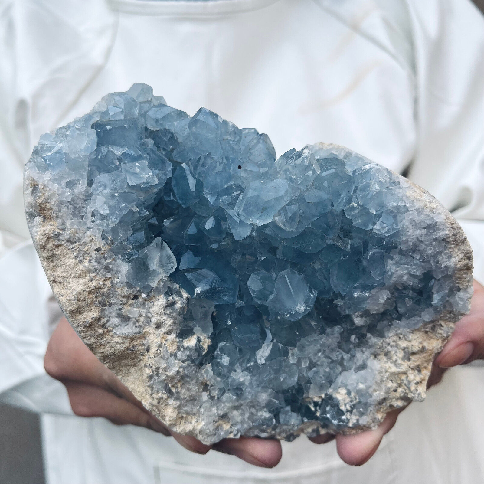 3.1lb Large Natural Blue Celestite Crystal Geode Quartz Cluster Mineral Specime