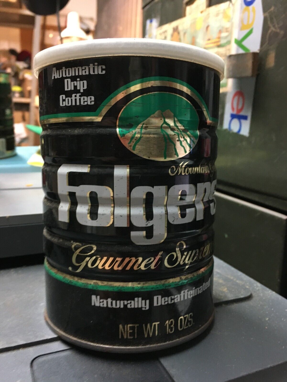 Vintage Folgers Coffee Can Gourmet Supreme  11.5oz with Lid