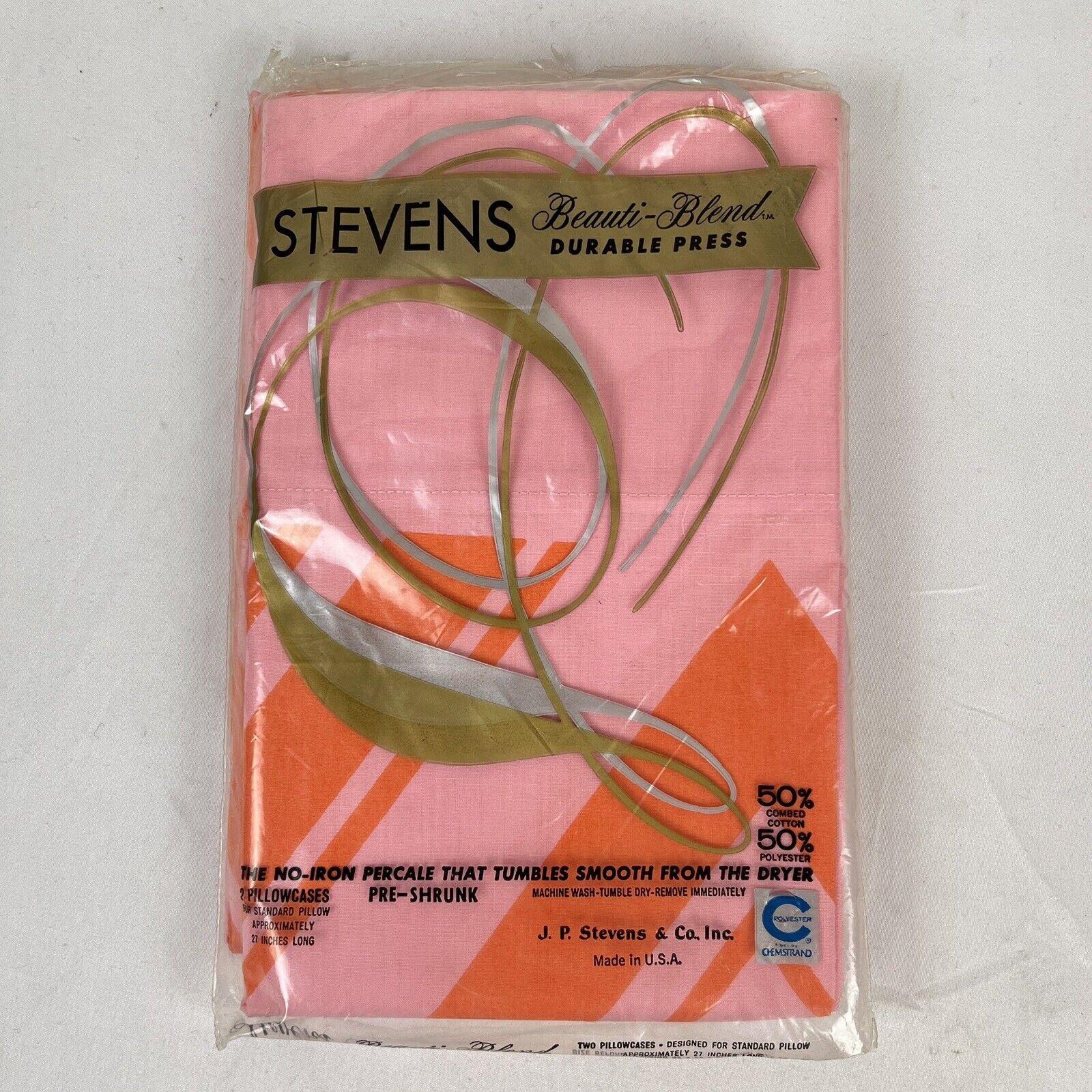 Vintage JP Stevens 2 Standard Pillowcases Retro Bedding Beauti-Blend NOS