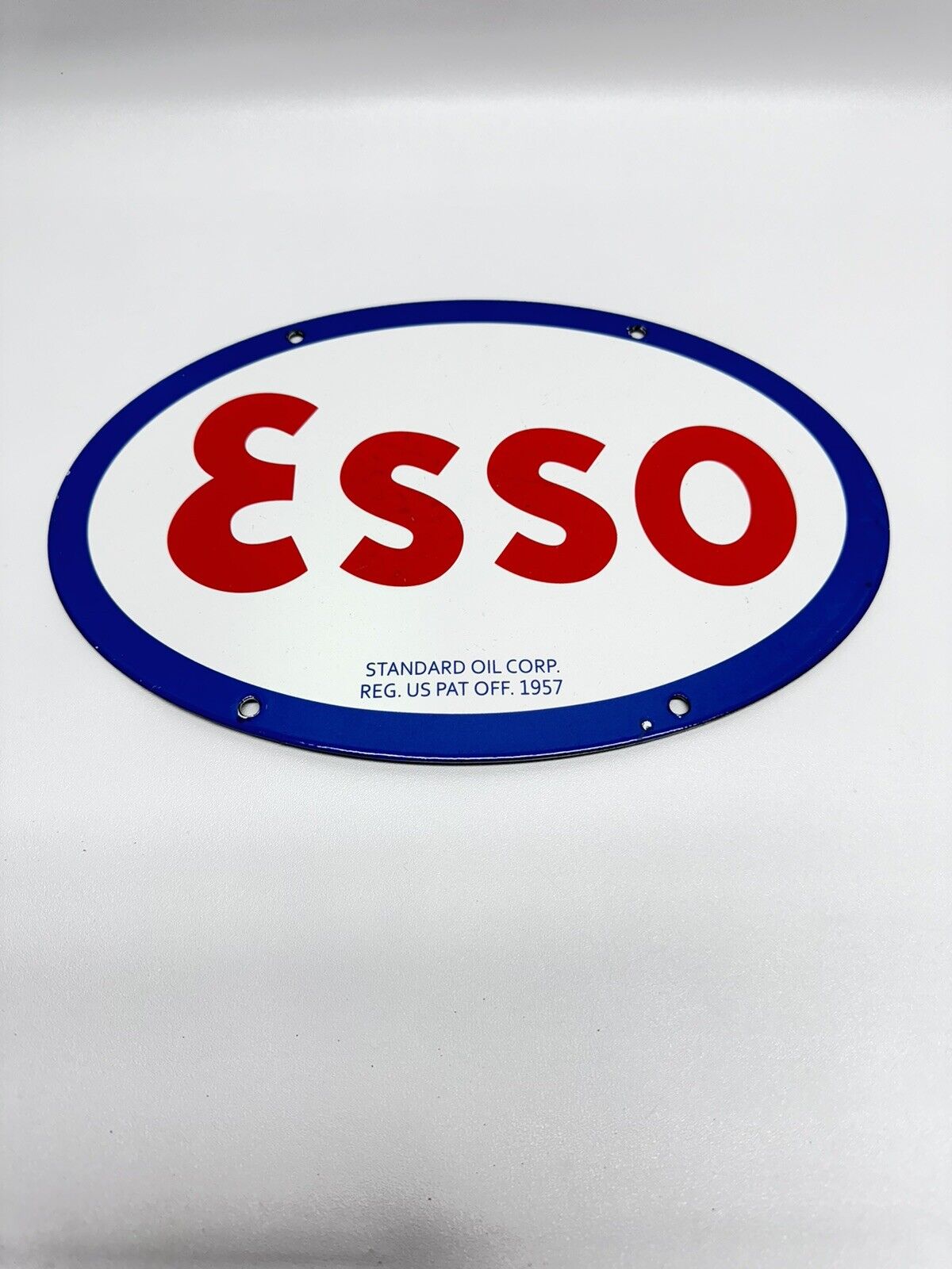 Esso Gasoline Vintage Style Porcelain Enamel Sign Service Station Pump Plate