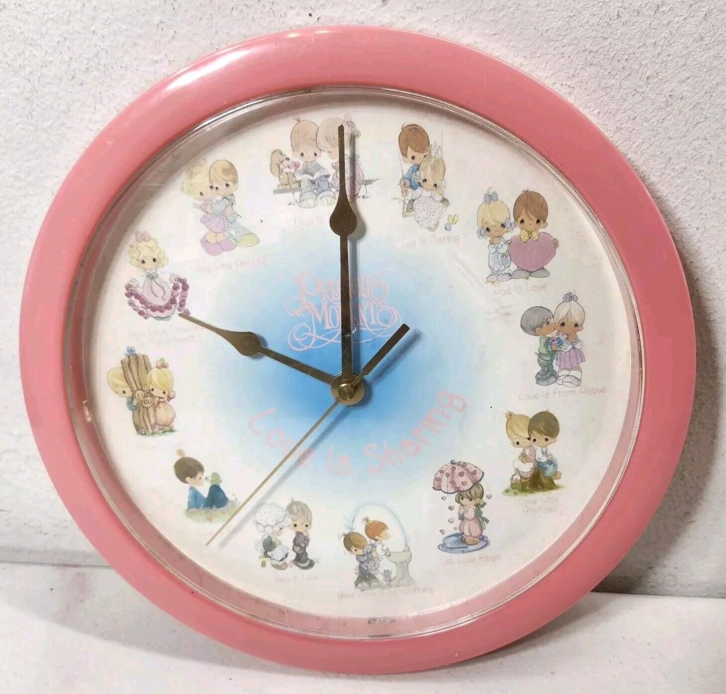 Precious Moments Love Is Sharing Wall Clock 10” Pink Kids Room Decor