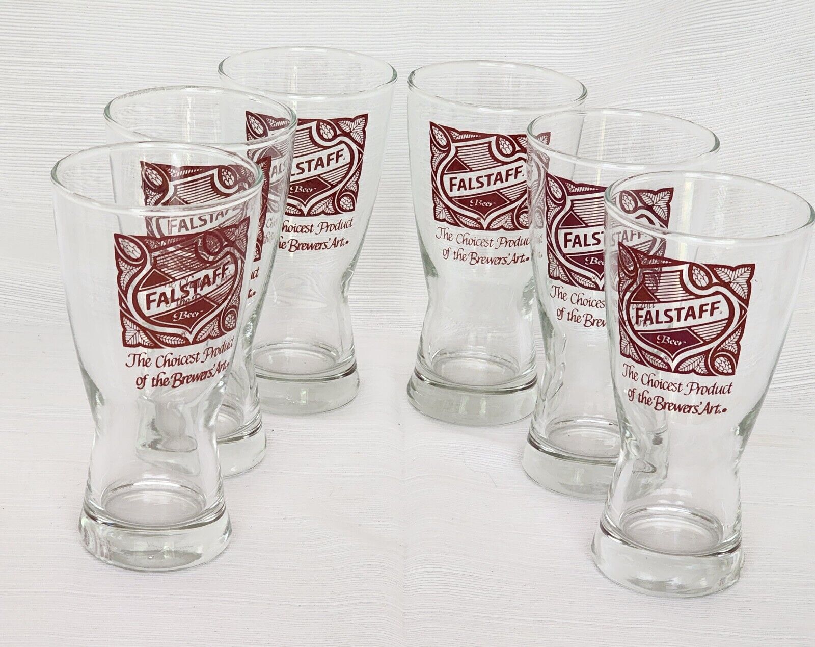 Vintage Set of Six Falstaff Beer Glasses