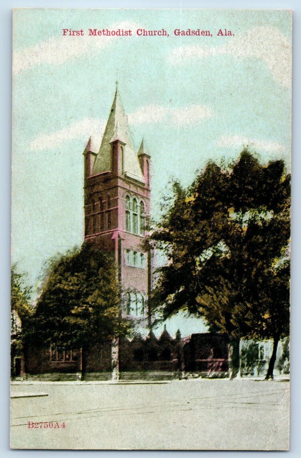 Gadsden Alabama AL Postcard First Methodist Church Scene Street 1909 Antique