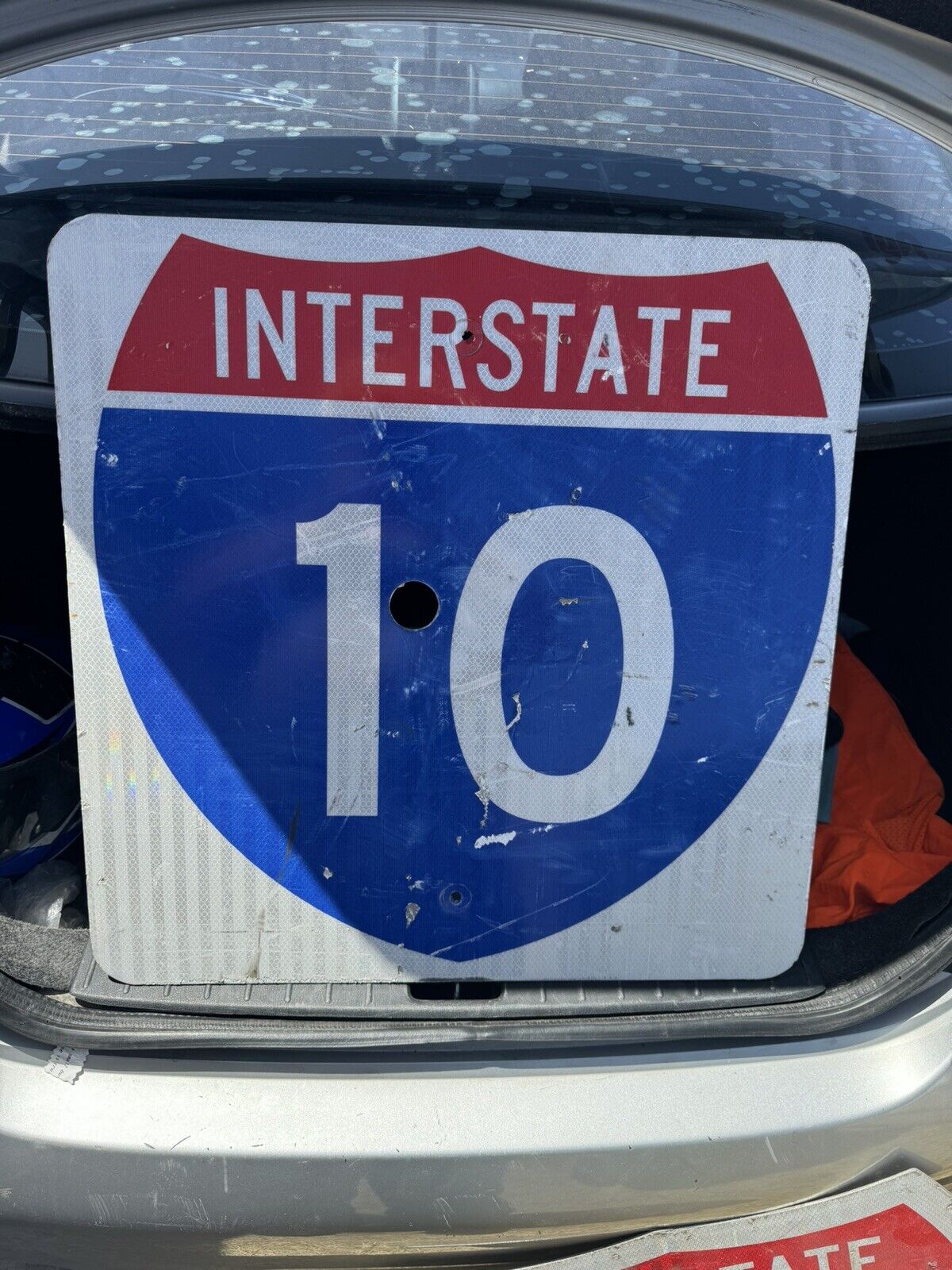 Highway Street Sign “ Interstate 10 “.  24” x 24”.  Used