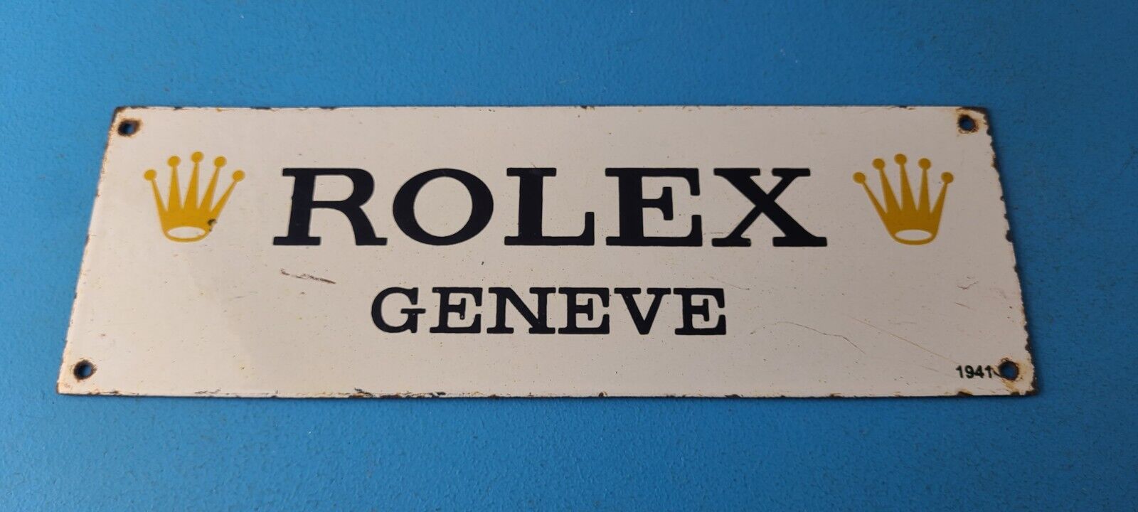 Vintage Rolex Luxury Watches Porcelain Sign - Geneve General Store Gas Pump Sign