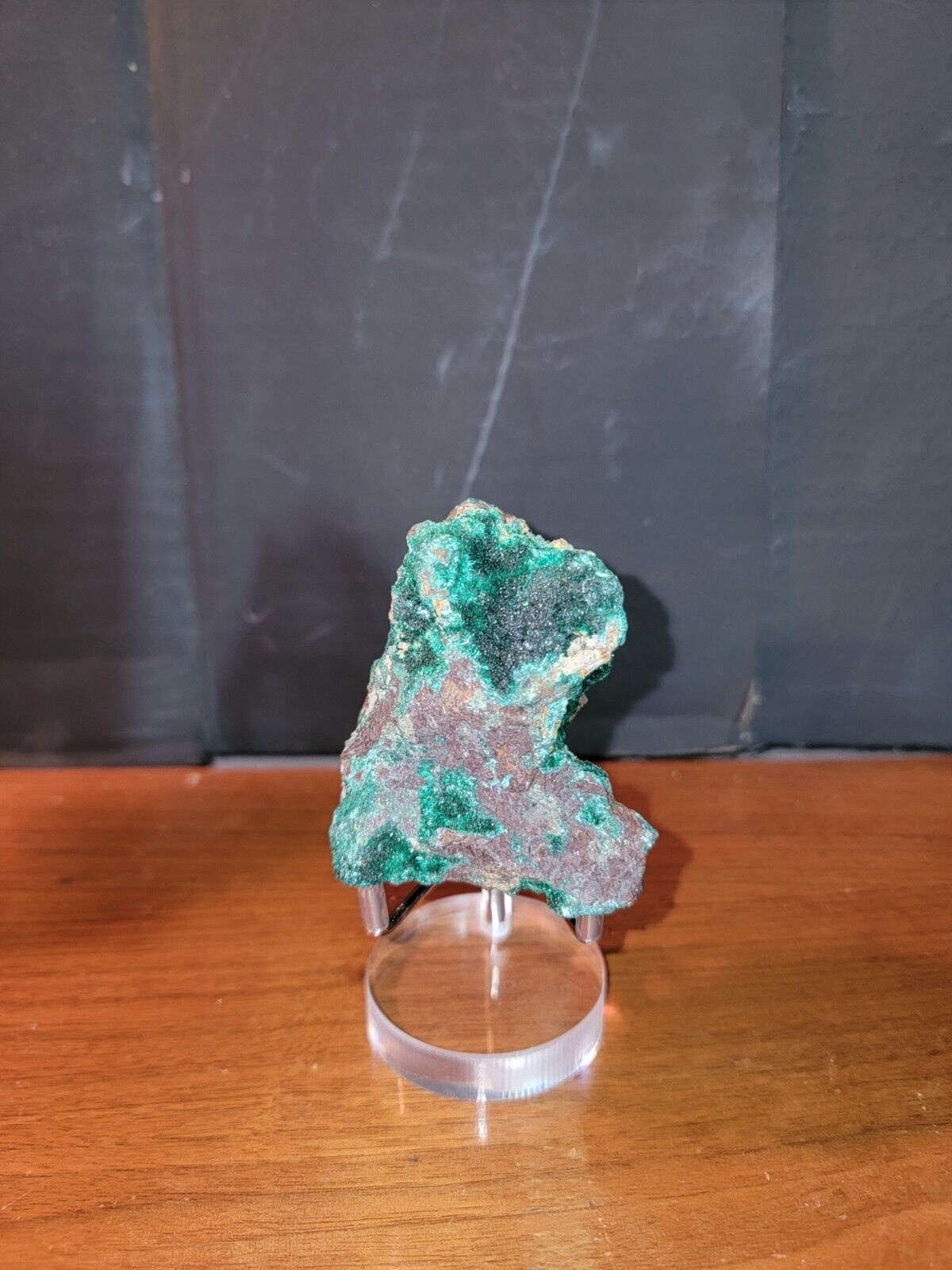 Fibrous And Gemmy Malachite On Native Copper. Keweenaw Peninsula Michigan. 