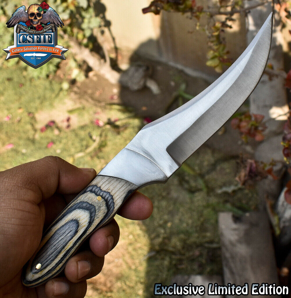 CSFIF Custom Forged Skinner Knife D2 Tool Steel Hard Wood Steel Bolster Outdoor
