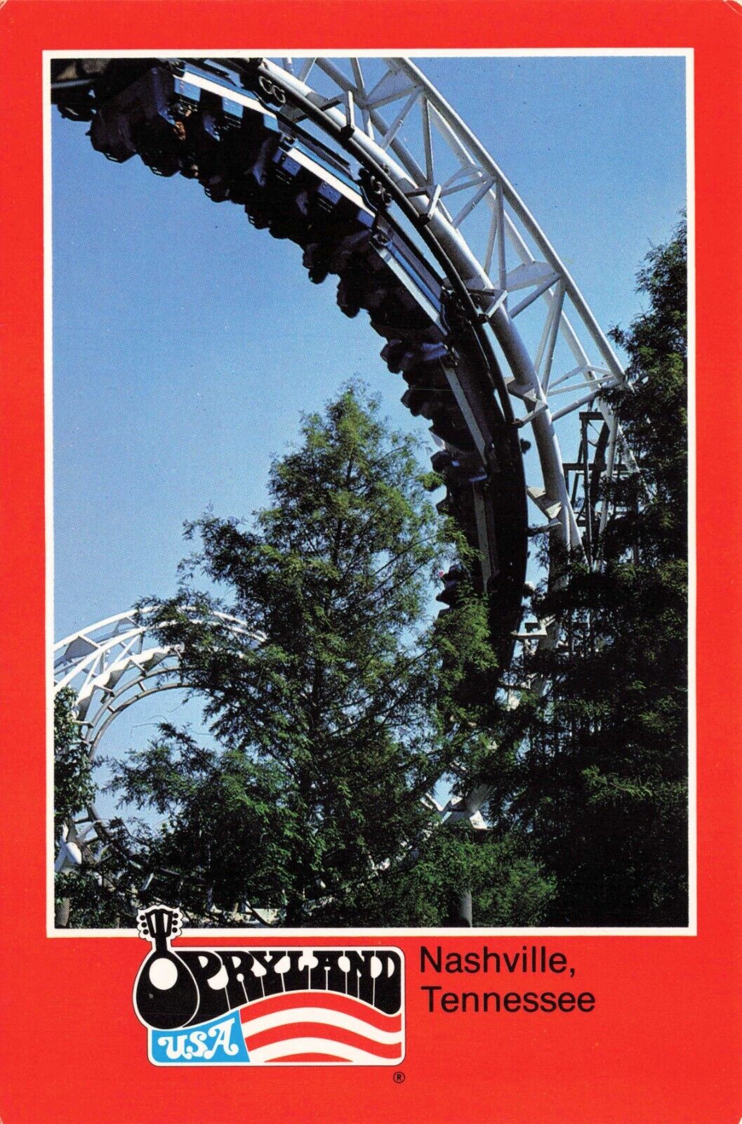 Postcard TN Nashville Opryland USA Wabash Cannonball Roller Coaster Closed 1997