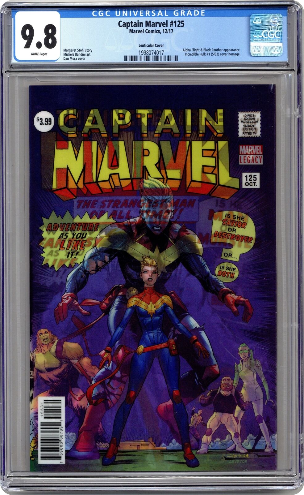 Captain Marvel #125B Mora Lenticular Variant CGC 9.8 2017 1998074017