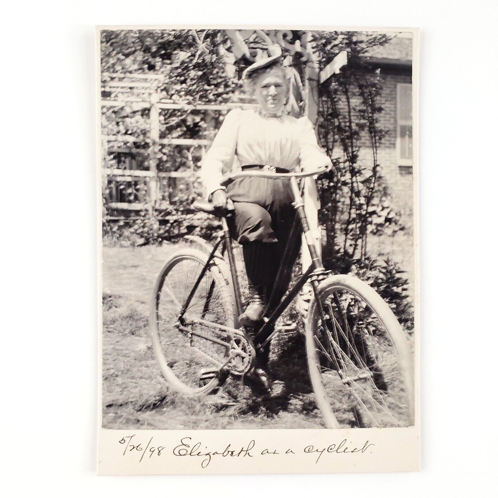 Winona Minnesota Female Cyclist Photo 1898 Safety Bicycle Wheelwoman Woman C2041
