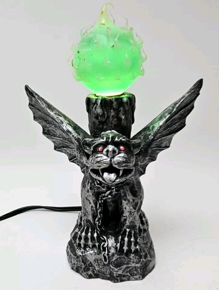 Vintage 1999 AADLP Gargoyle Statue Lamp with Green Glow Rubber Bulb Halloween