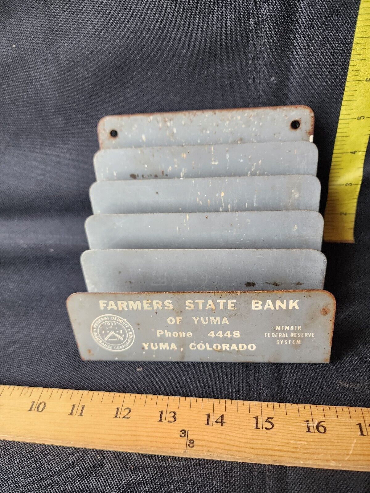 Vintage Farmers State Bank Of Yuma Colorado Wall Mount Letter Paper Organizer