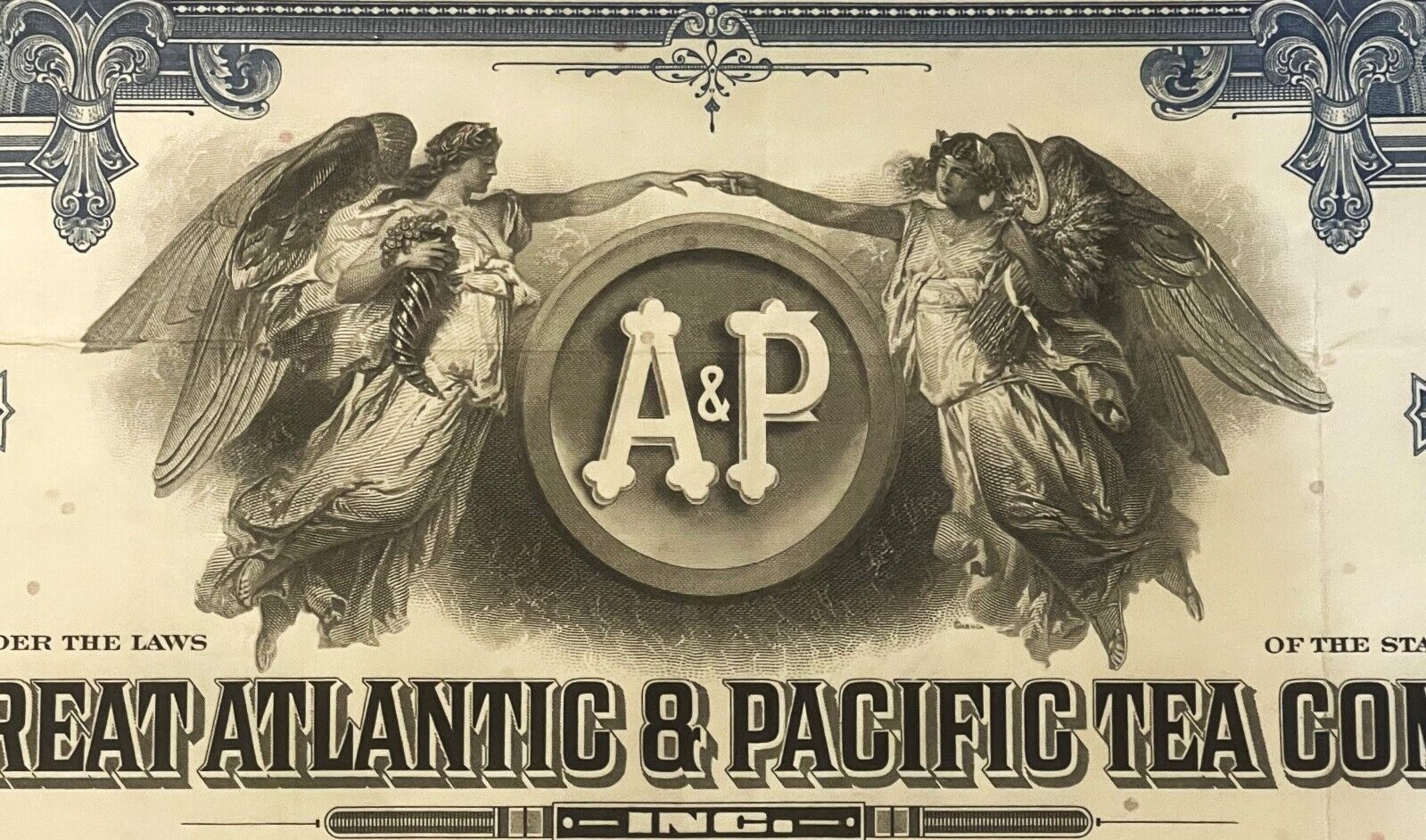 Vintage 1950s - 1970s Great Atlantic Pacific Tea Company Stock Certificate, A&P