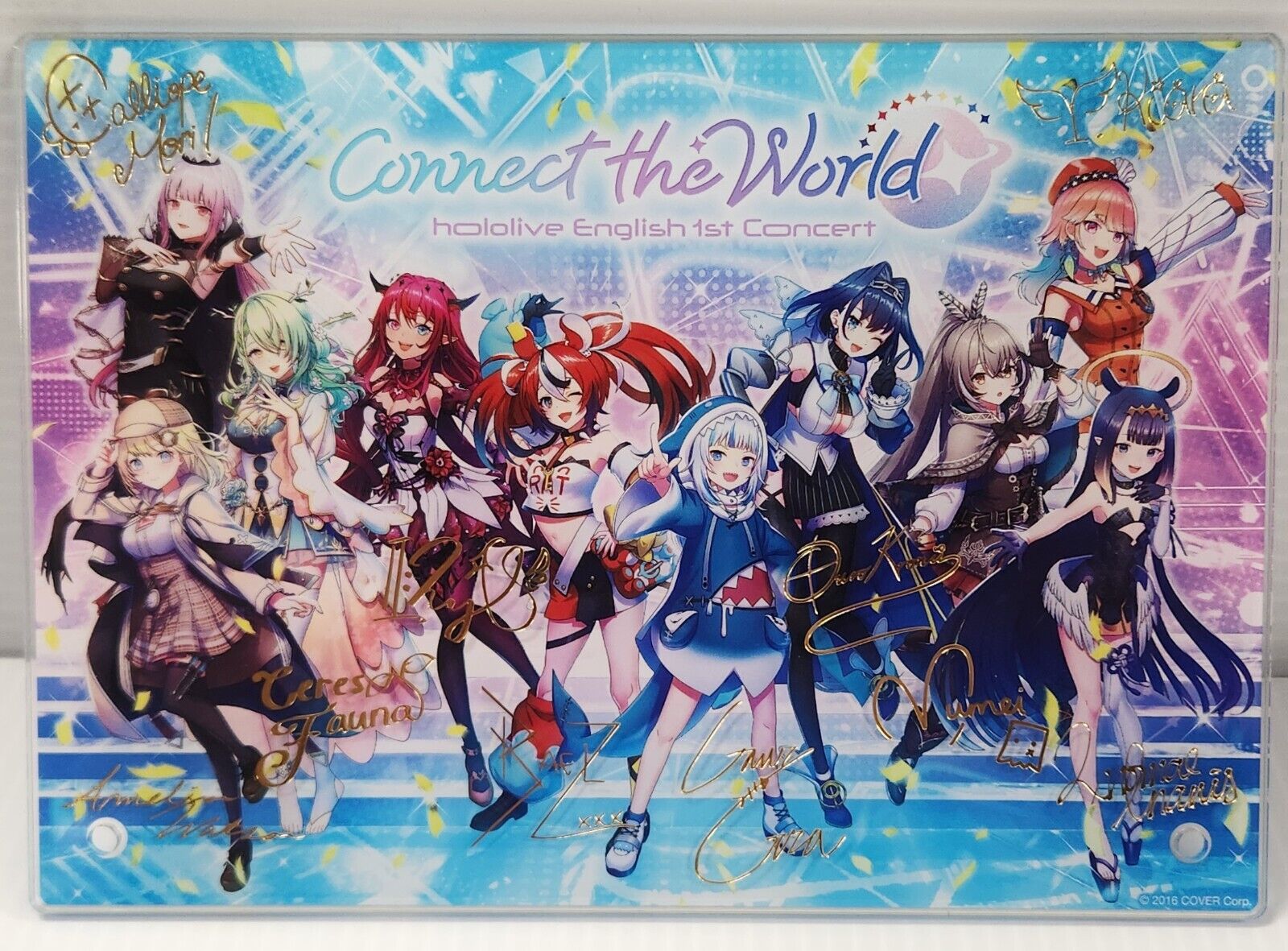 Hololive English First 1st Concert  Acrylic Panel Foil Signed Connect the World