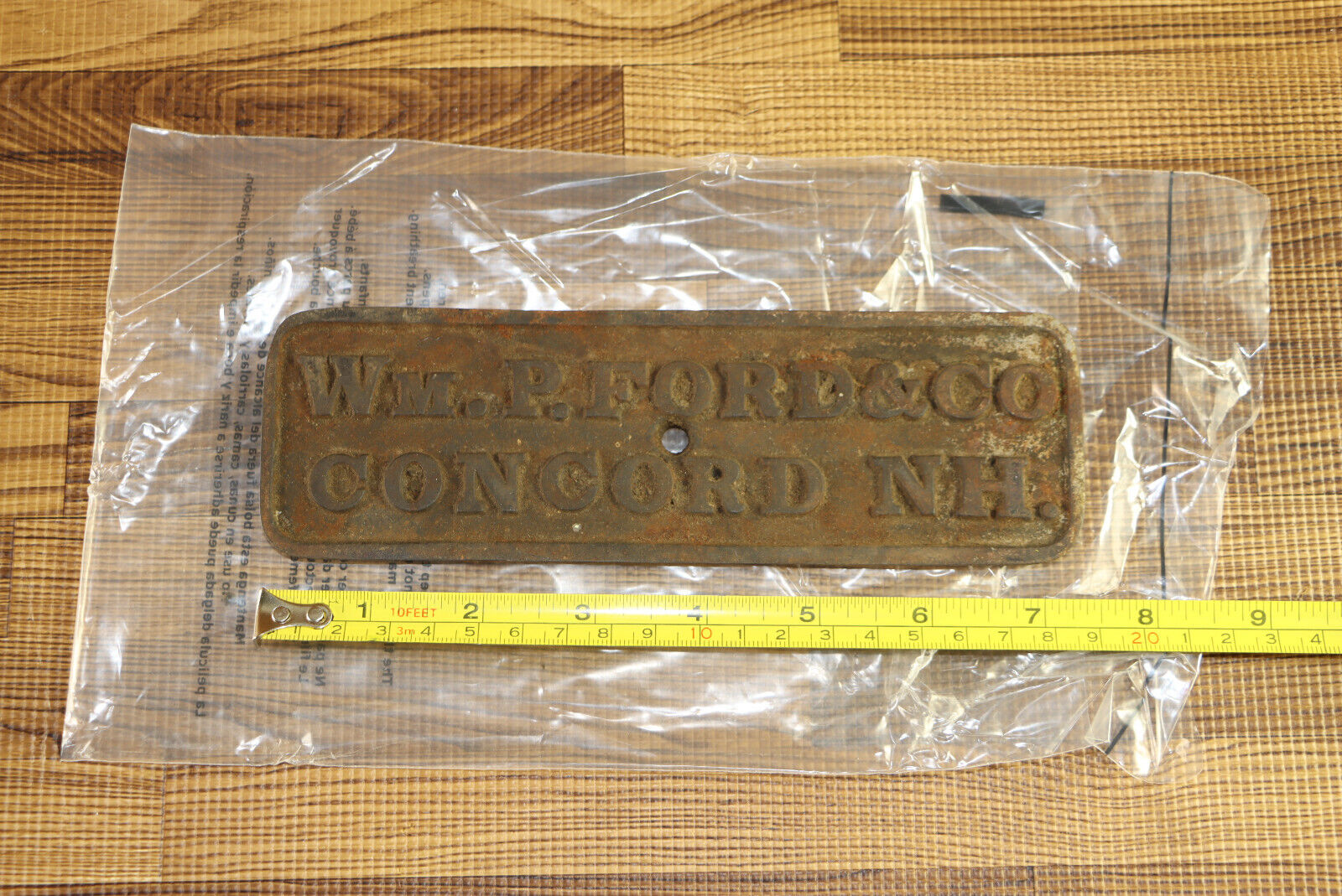 William WM P. Ford & Co Concord NH Metal Sign Plaque