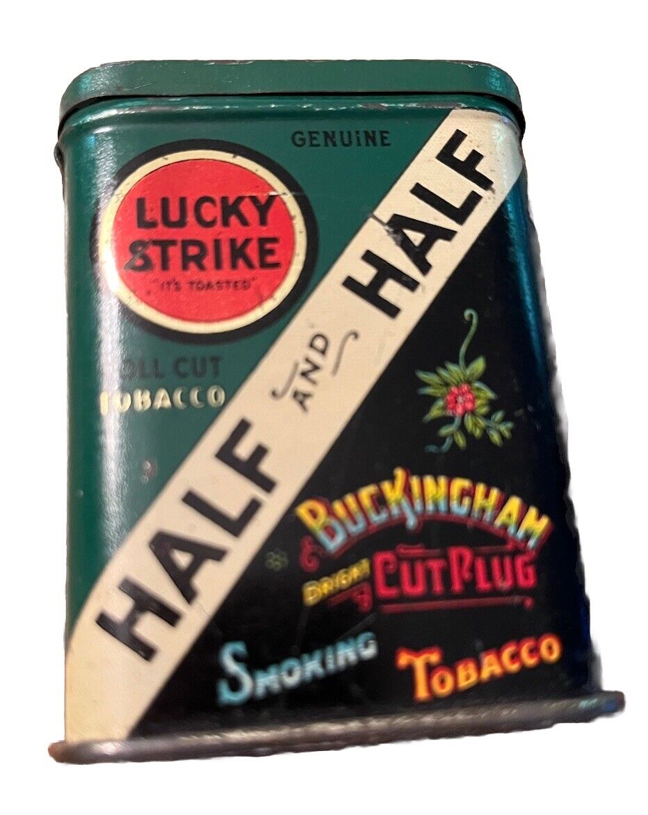 Antique Lucky Strike Tobacco Tin Half And Half