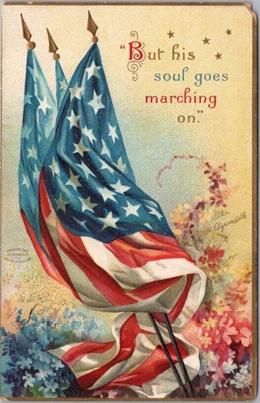 c1910s Artist-Signed CLAPSADDLE Postcard Decoration / Memorial Day - U.S. Flags