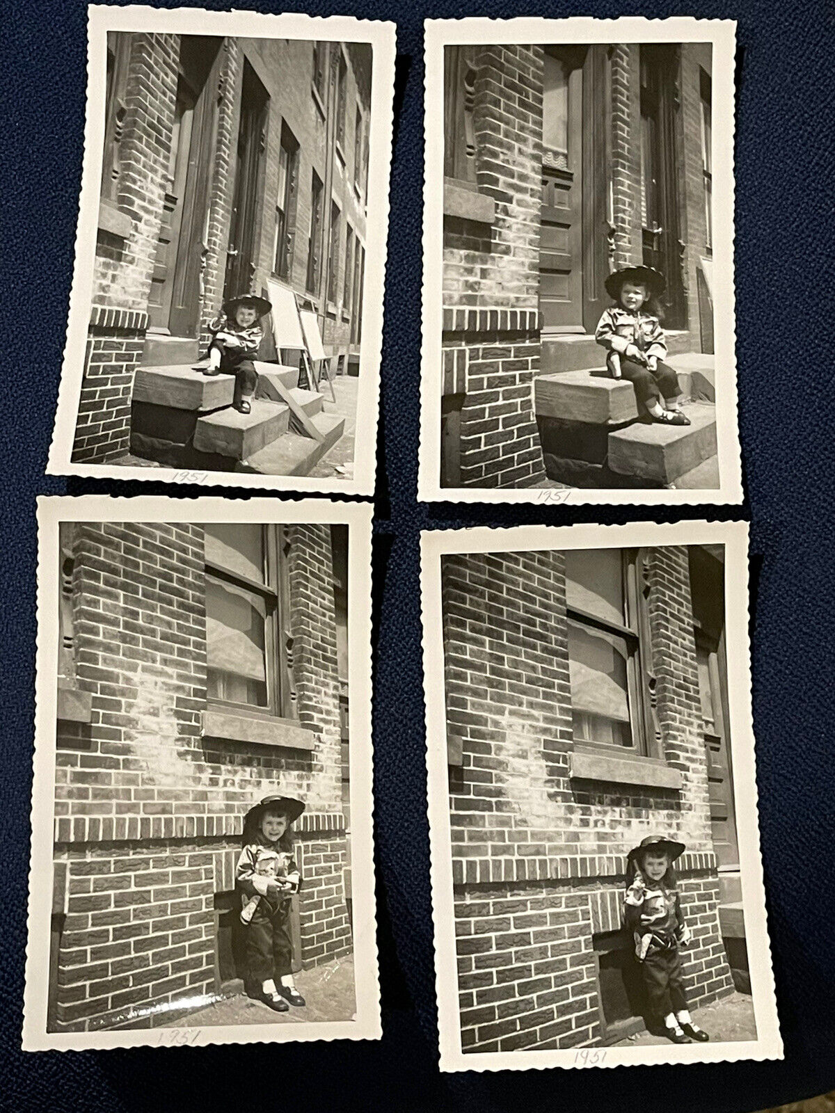 Girl Dressed Up as A Cowgirl Costume B&W 3x5 Four Total Vintage 1951 Photographs