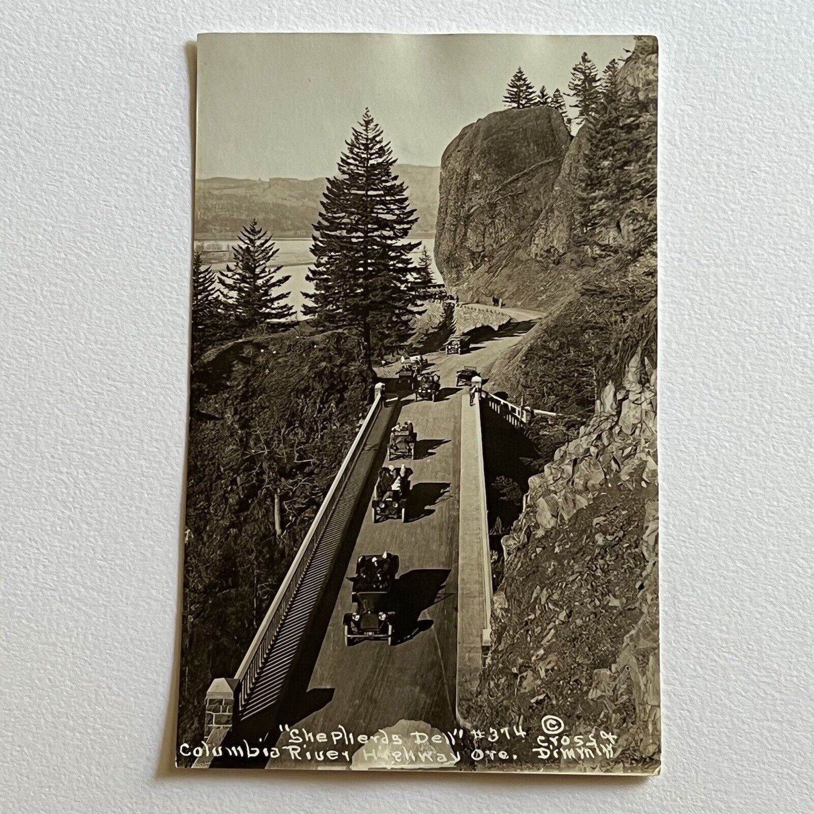 Vintage RPPC Real Photograph Shepperd's Dell Columbia River OR Bridge Cars