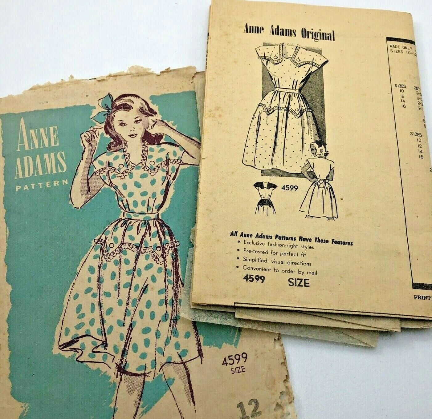 1940s Sewing Pattern Anne Adams 4599A Teen-Age pattern Size 12 30\