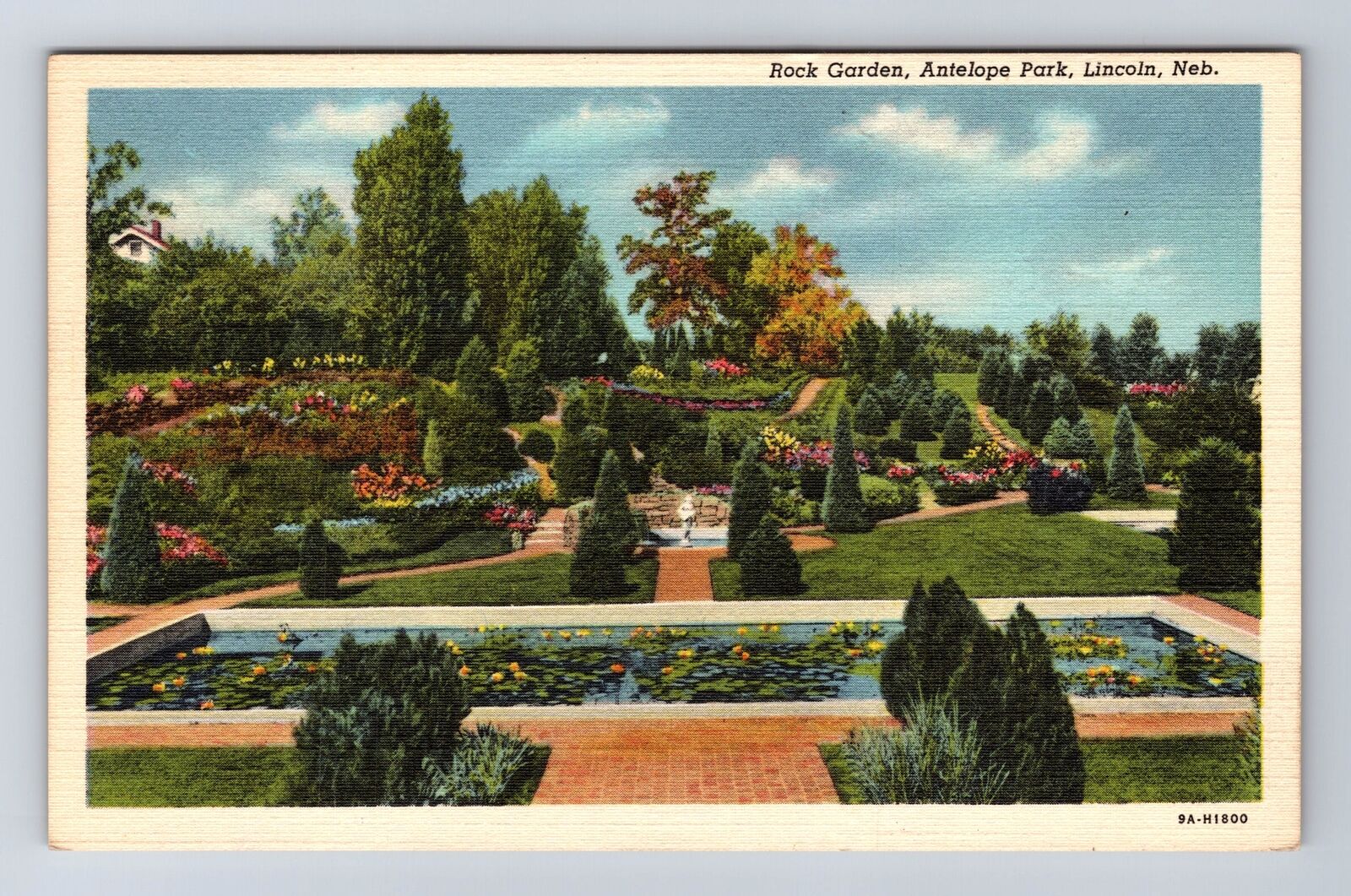 Lincoln NE-Nebraska, Rock Garden, Antelope Park, Antique, Vintage Postcard