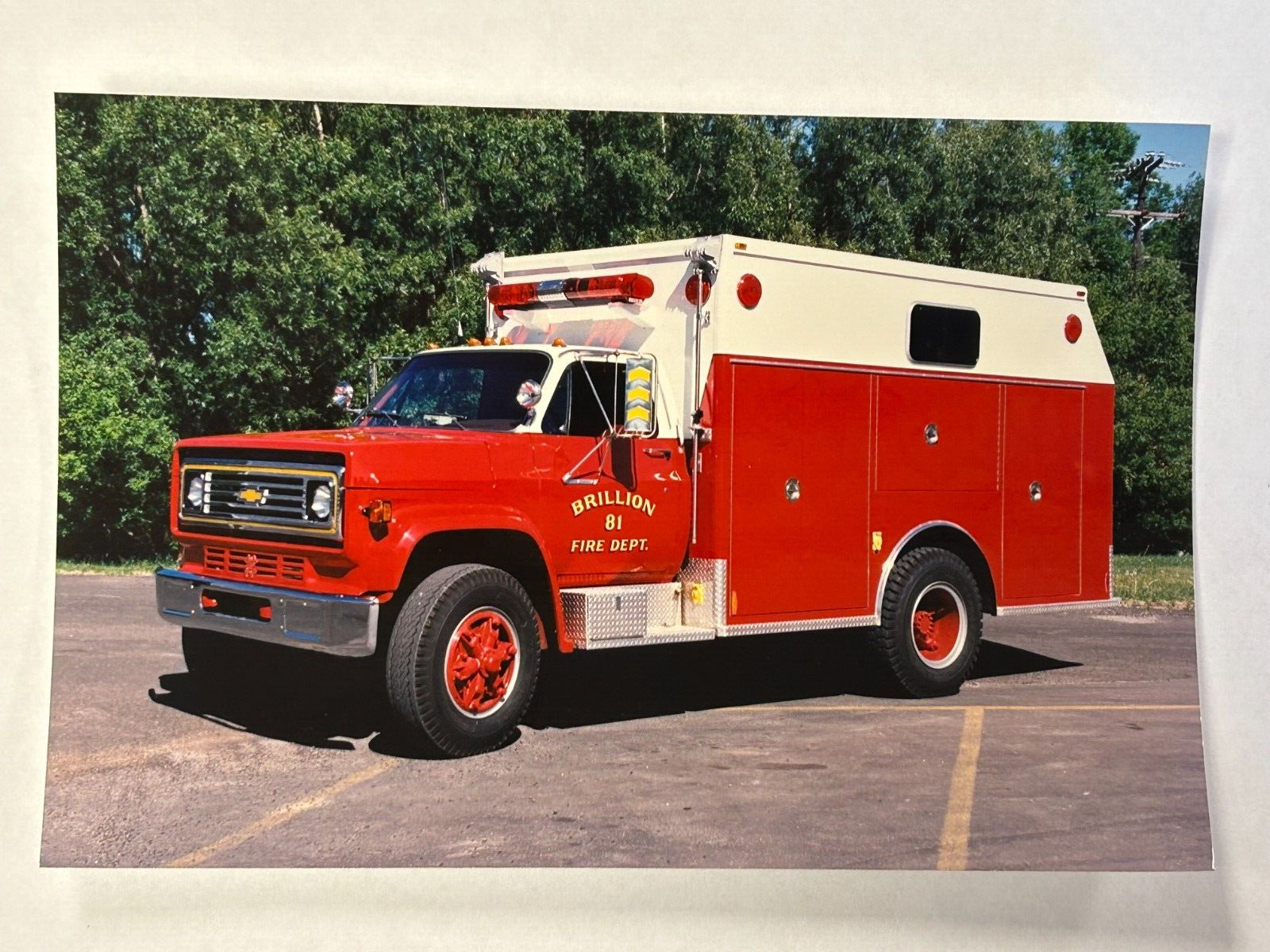 Brillion WI 1980s Chevrolet Pierce Rescue 4x6 Fire Apparatus Photo A36