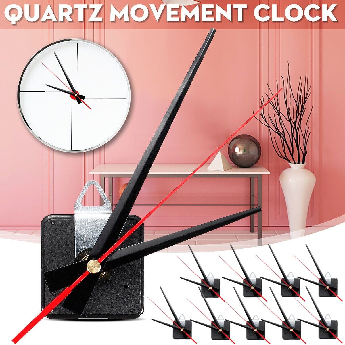 10X DIY Silent Quartz Clock Movement Mechanism Kit Replacement Hand Fitting Part