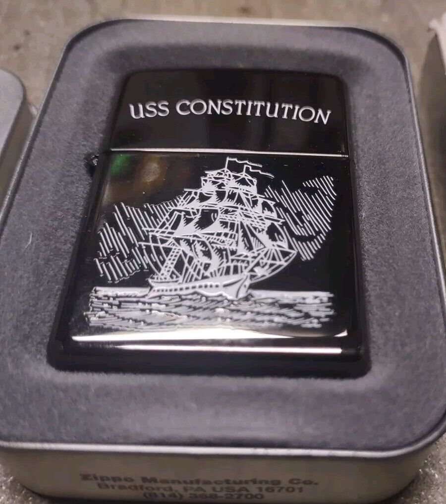 Vintage 2003 Zippo Lighter USS Constitution Old Ironside NEW  w/Case Free S/H