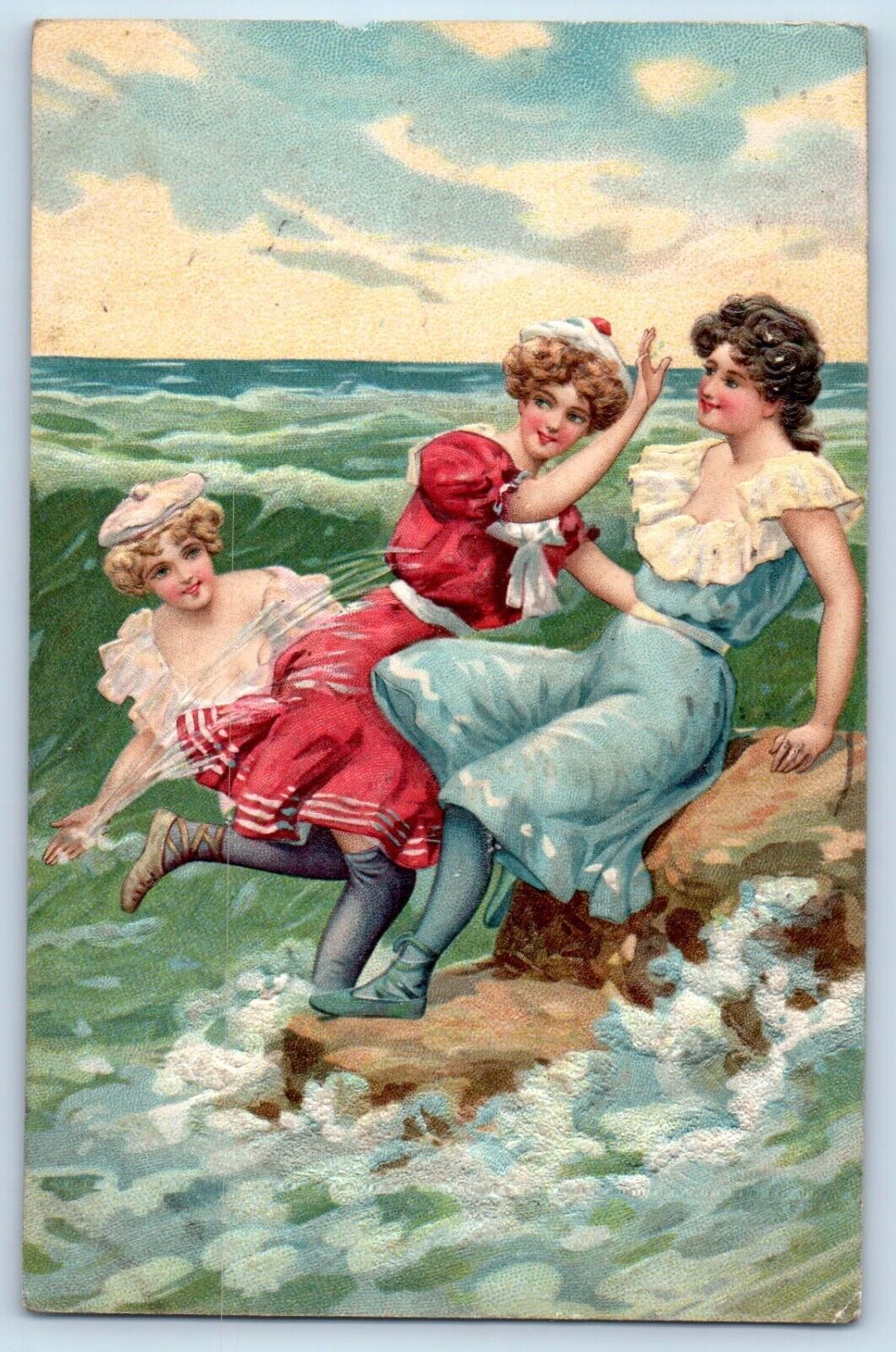 St. Paul Minnesota MN Postcard Beach Bathing Beauty Surf Wave Embossed 1910