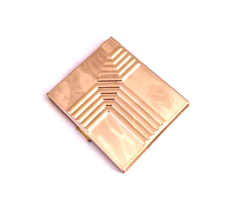 Vintage Merle Norman Creme Puff Gold Tone Metal Mirrored Rectangle Compact USA