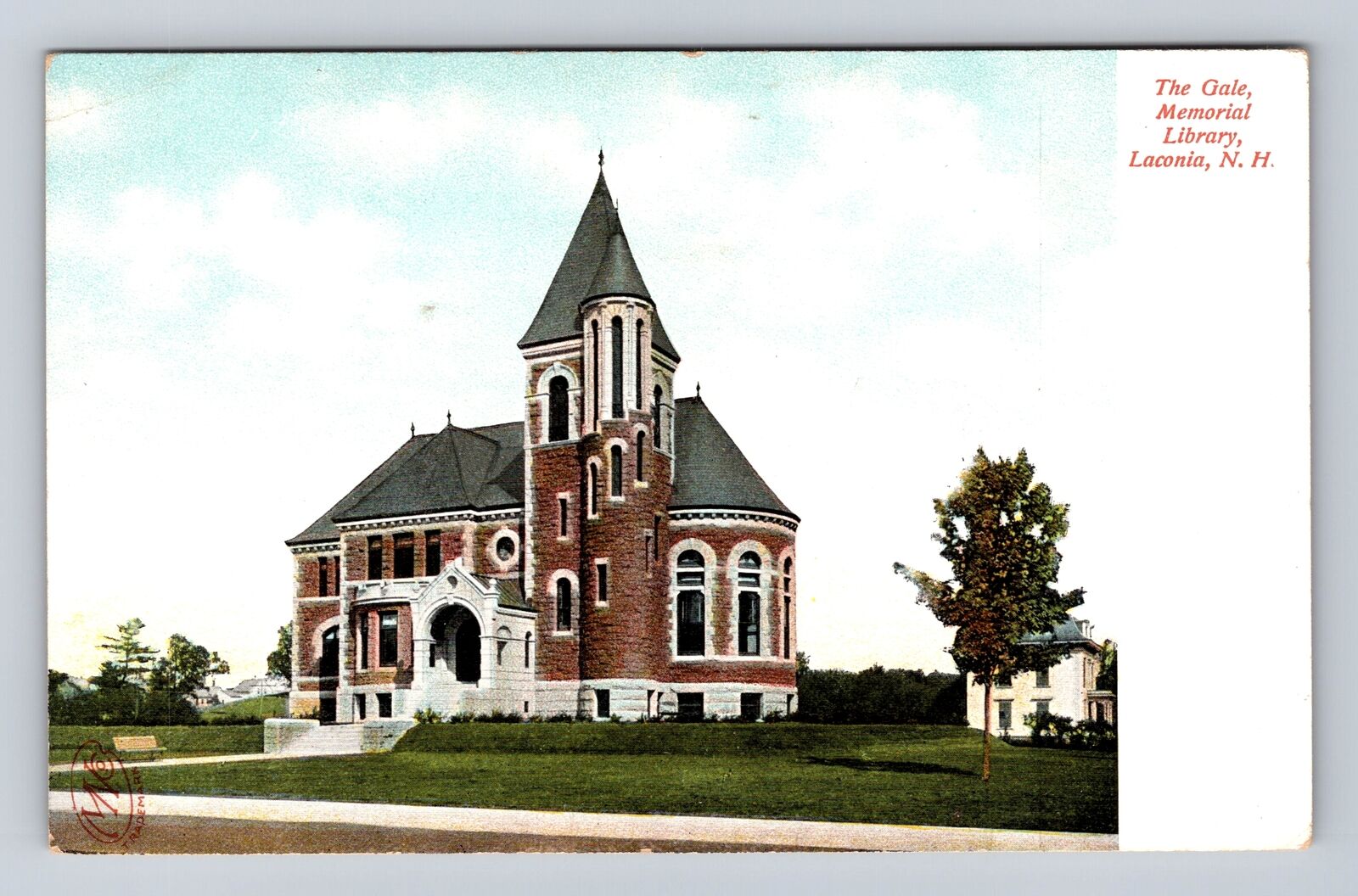 Laconia NH-New Hampshire, The Gale, Memorial Library, Vintage Souvenir Postcard