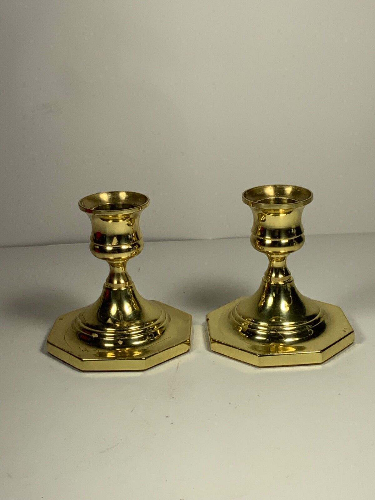 Set of 2 Vintage Baldwin Brass Candlestick Holders 3 in.