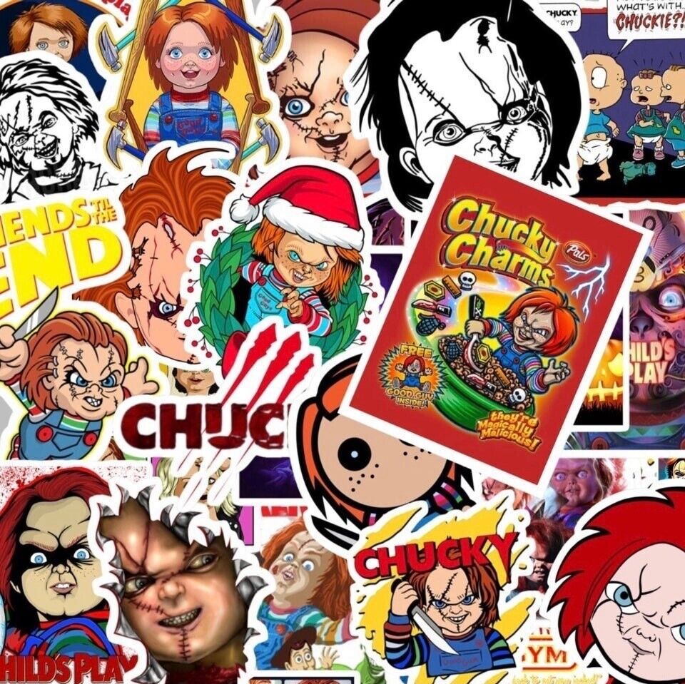 Scary Chucky 40 Piece Halloween Stickers  7 CHUCKY CHARMS STICKER CUSTOMIZED SET