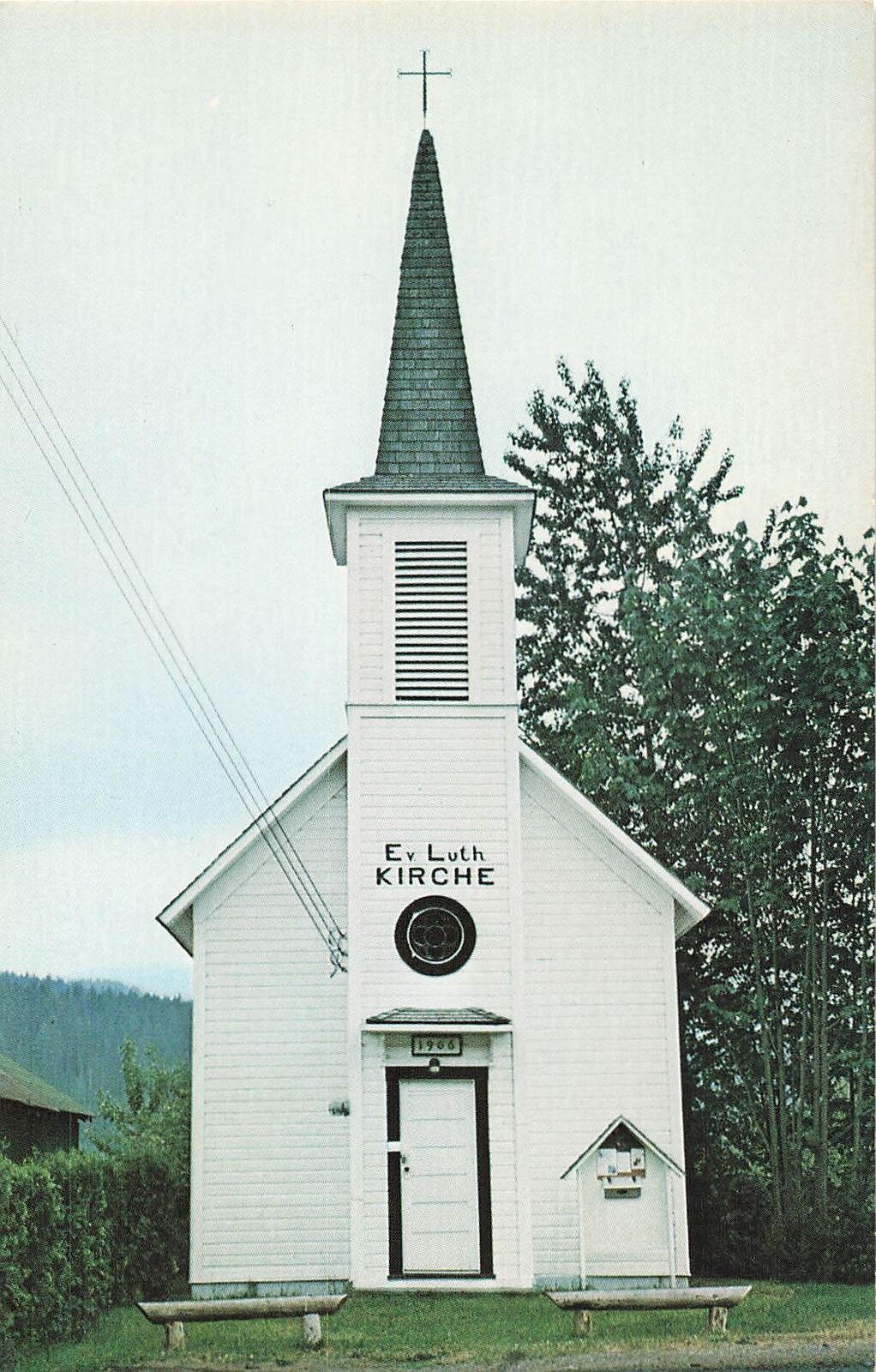 Vintage Postcard Front View, Evangelical Lutheran Church, Elbe, Washington