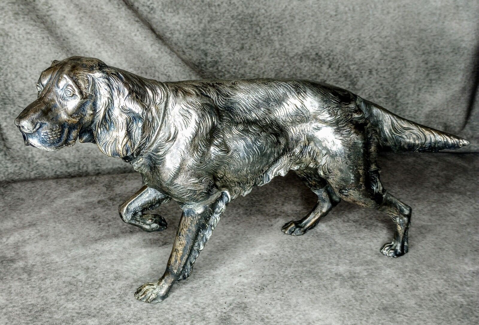 Antique J.B. Jennings Brothers Silver Plate Sculpture Irish Setter Dog 16\