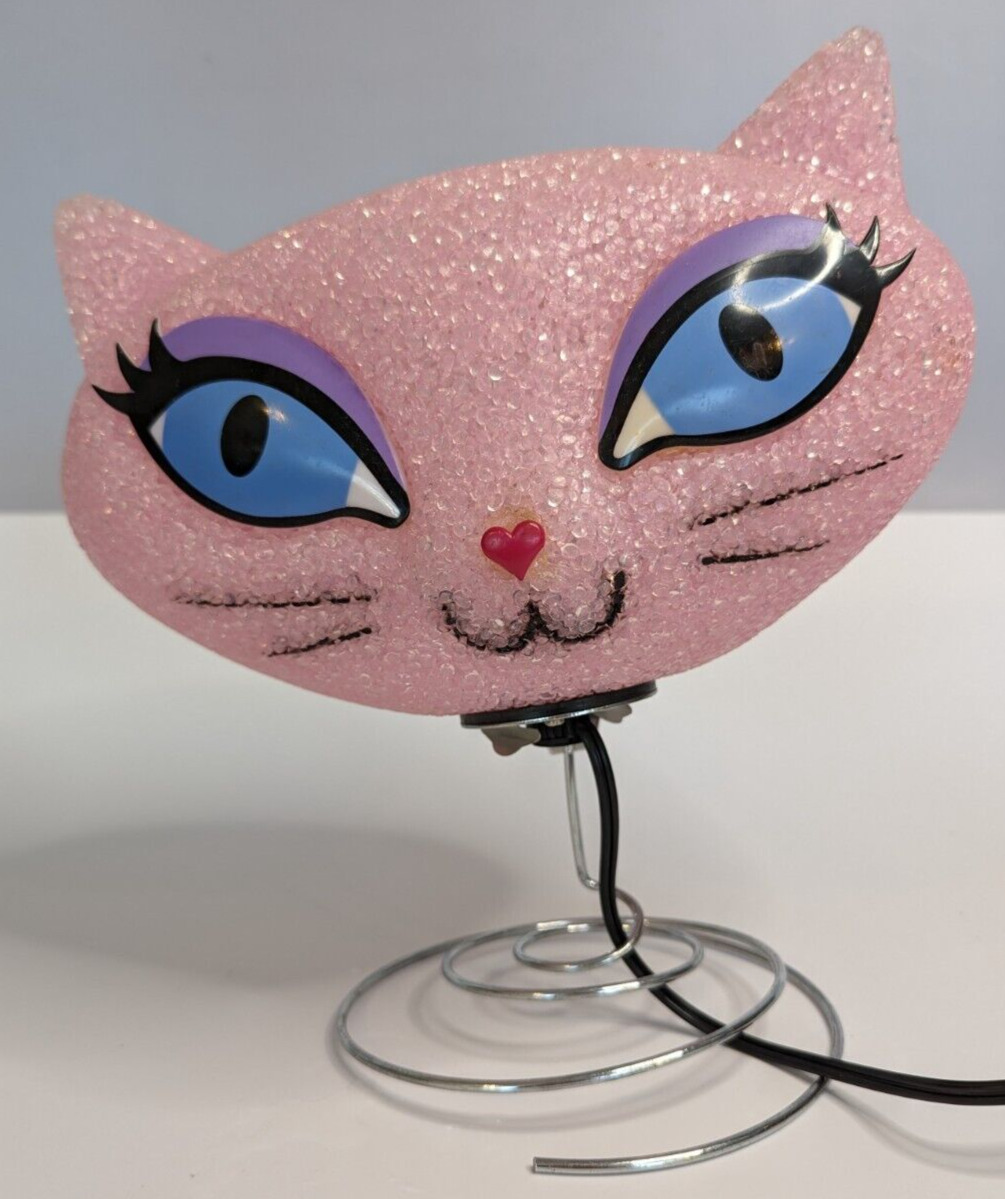 Bratz Petz Catz Lamp Melted Plastic Popcorn Light Bobblehead Pink Cat Works RARE