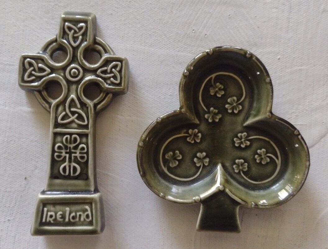 Celtic Cross and Shamrock/ knock pottery/Ireland