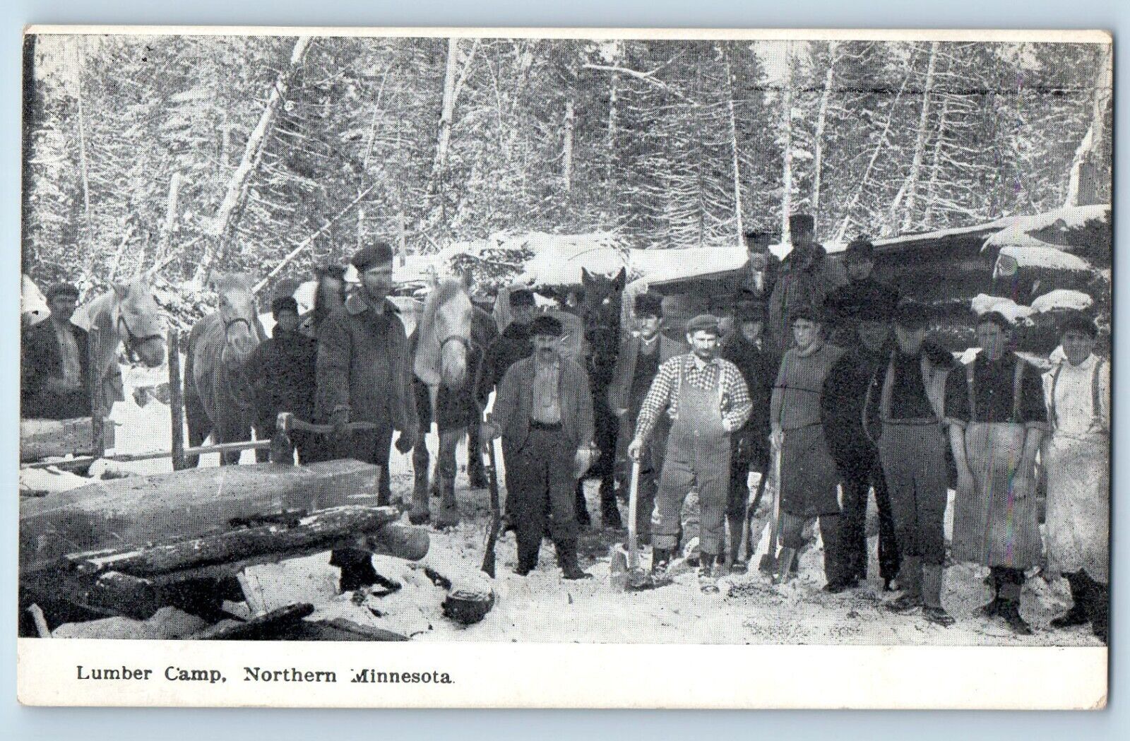 c1910's Men with Axe Lumber Camp Northern Minnesota MN Antique Unposted Postcard