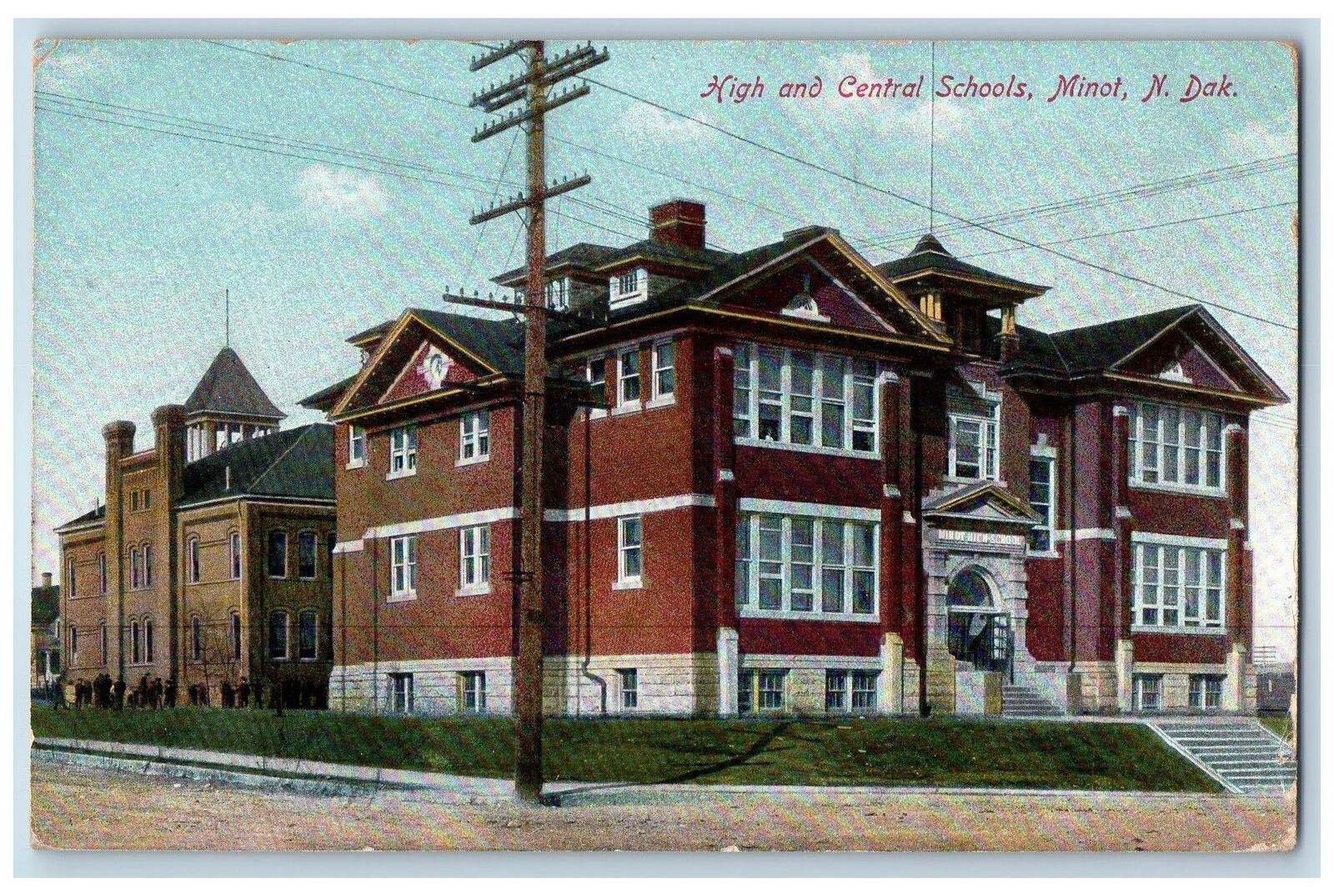 Medora North Dakota ND Postcard High And Central Schools Building 1910  Antique