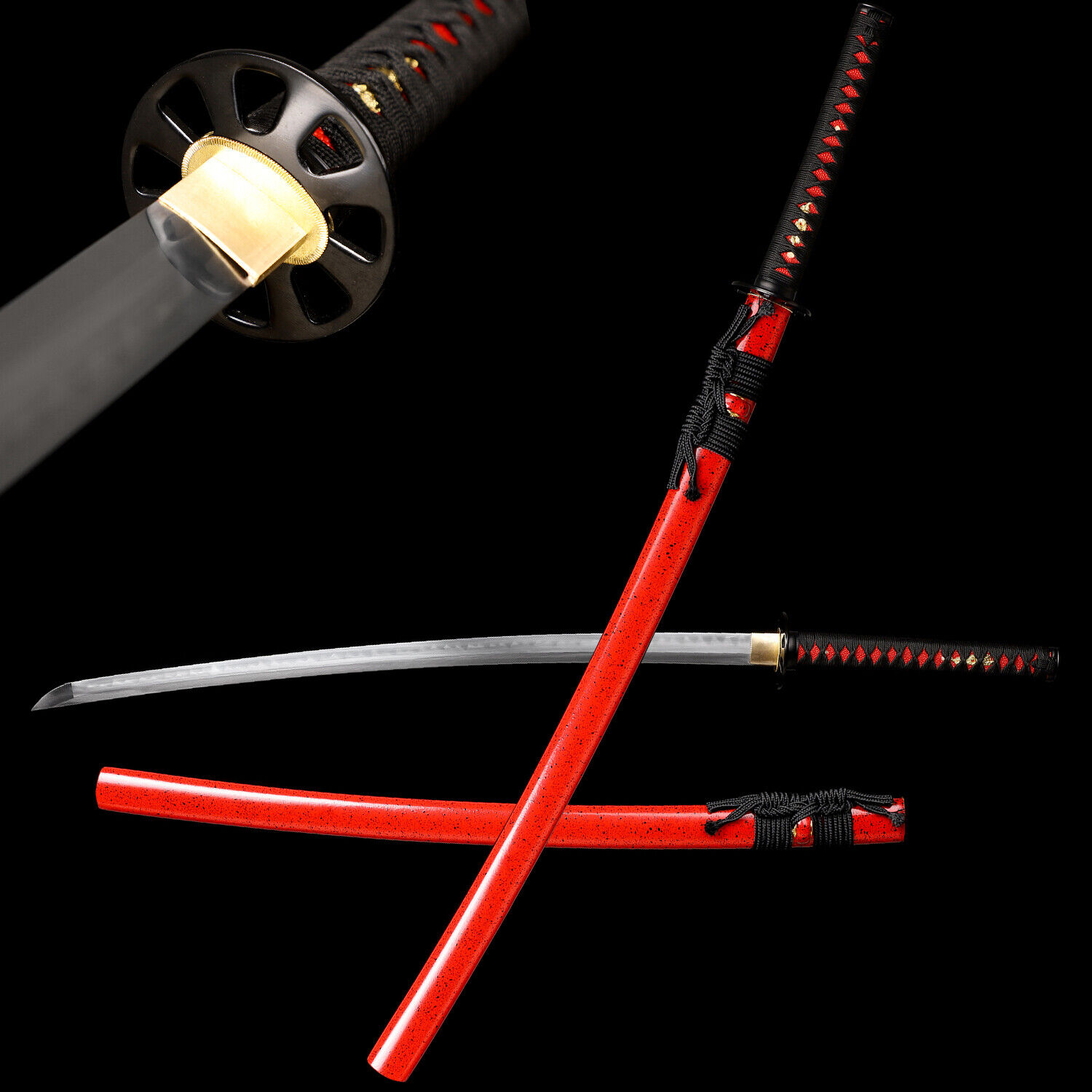 Red Clay Tempered T10 Steel Japanese Samurai Katana Sword Razor Sharp Real Hamon