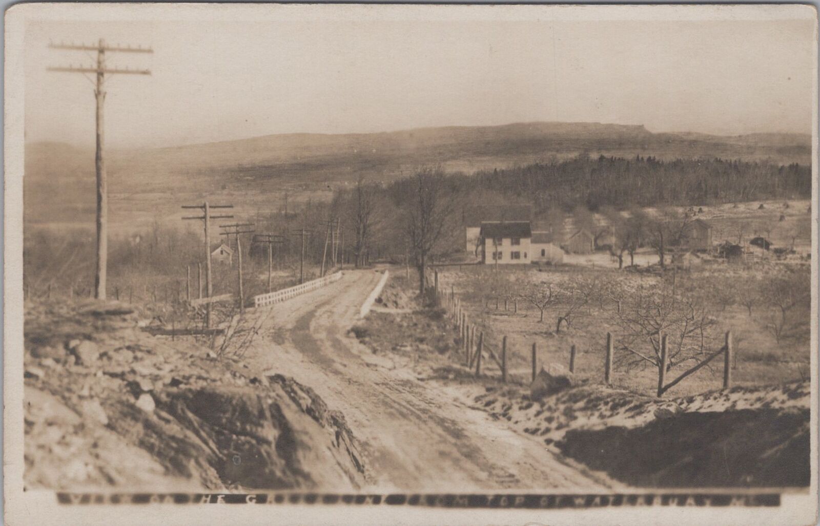 View on the Green Line from Top of Waterbury Vermont RPPC Photo Postcard