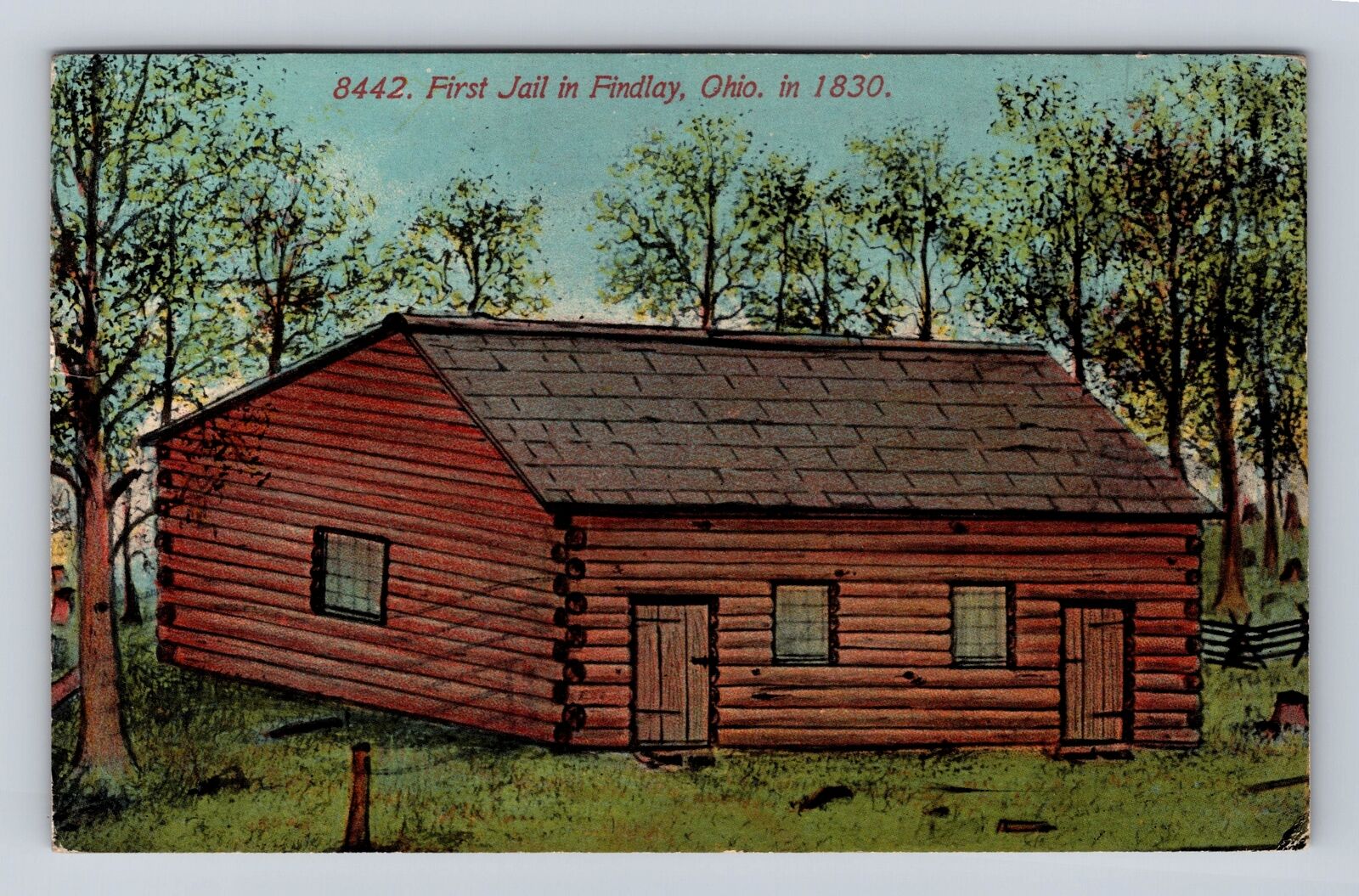 Findlay OH- Ohio, First Jail, Antique, Vintage c1912 Souvenir Postcard