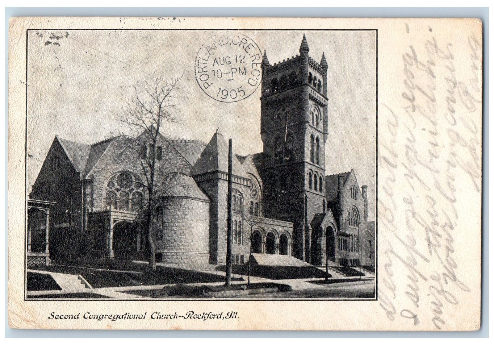 Rockford Illinois IL Postcard Second Congregational Church Exterior 1905 Vintage