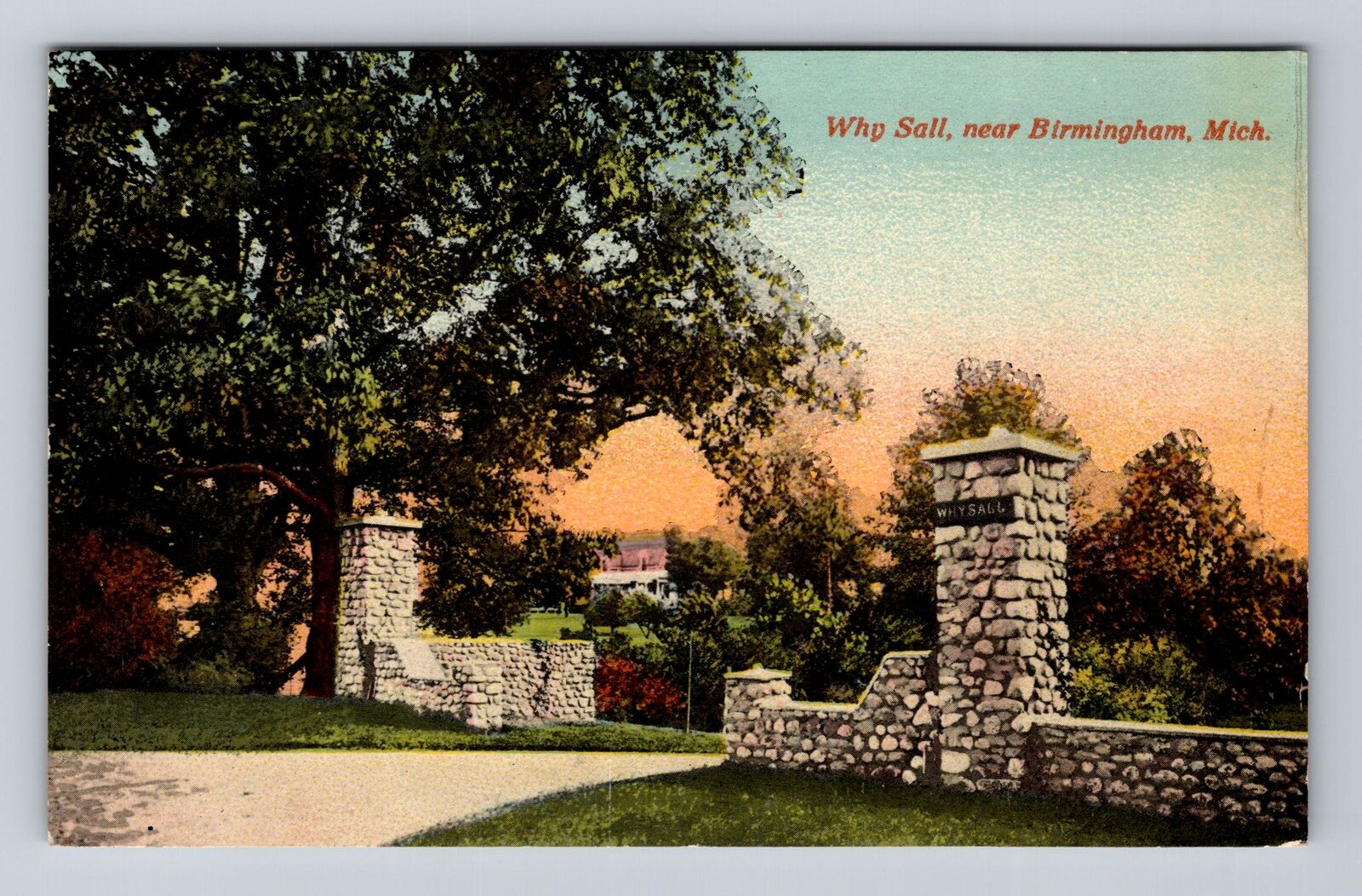 Birmingham MI-Michigan, Why Sall, Antique, Souvenir Vintage c1917 Postcard